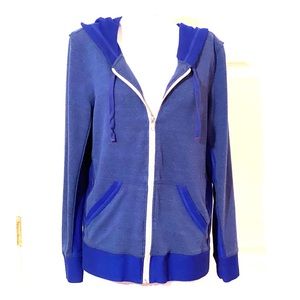 Men’s Blue Colorblock Zip-Up Hoodie